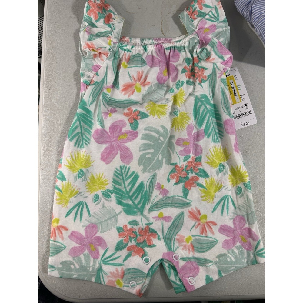 Carters Baby Girl Romper 3 Months White‎ Floral Print